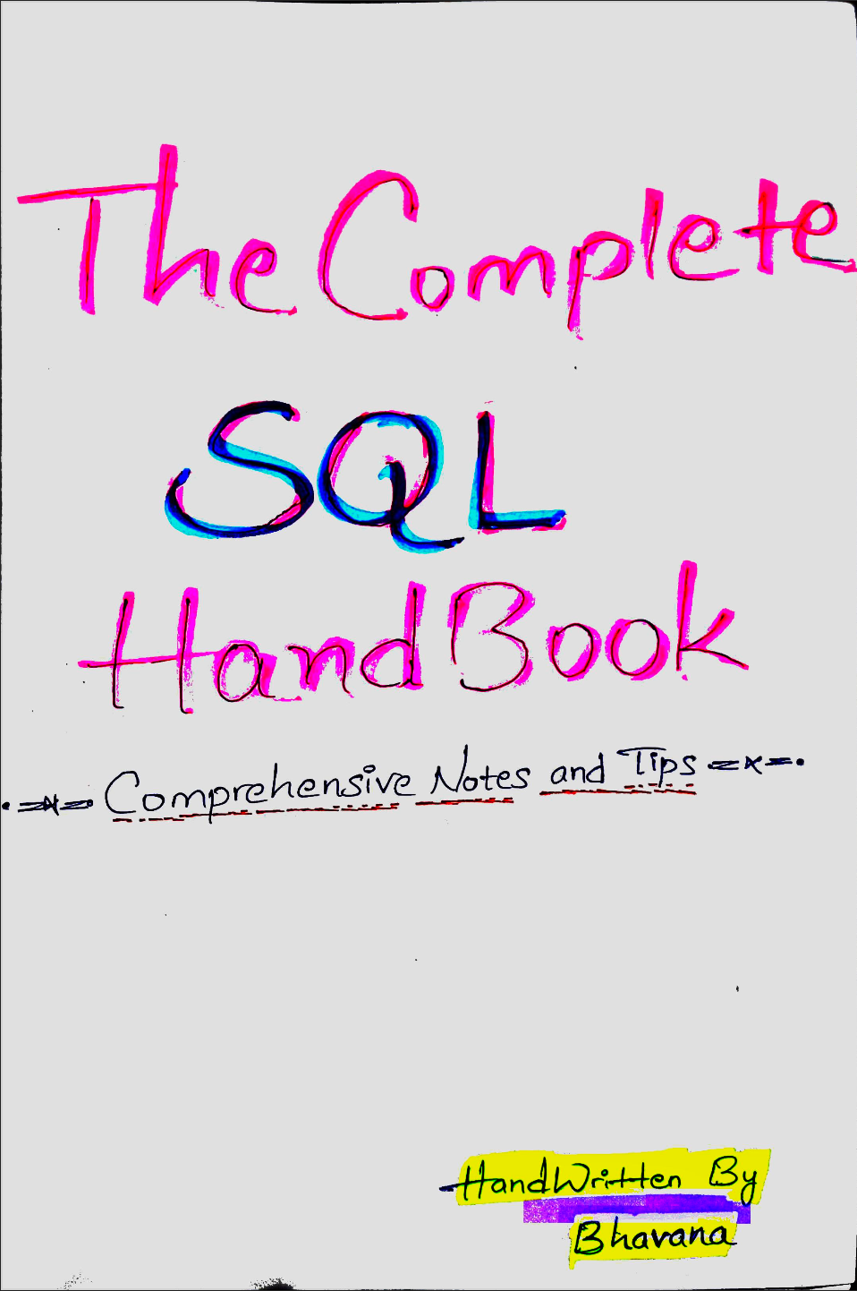 Write Note In Sql The Complete SQL Handwritten note - Technical Aliens