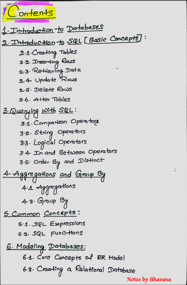 Sql Handwritten Notes Instagram The Complete SQL Handwritten note - Technical Aliens